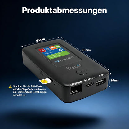 4G Mobile WLAN Router mit RJ45 LAN/WAN | 6000mAh Akku, Nano-SIM Slot, Bis zu 16 Geräte, 300 Mbit/s Download