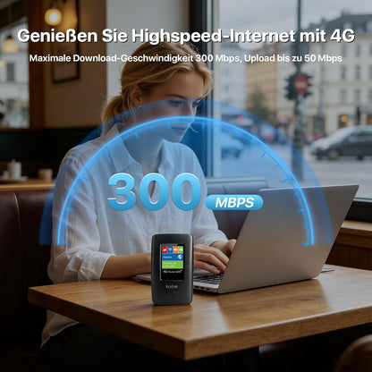 4G Mobile WLAN Router mit RJ45 LAN/WAN | 6000mAh Akku, Nano-SIM Slot, Bis zu 16 Geräte, 300 Mbit/s Download