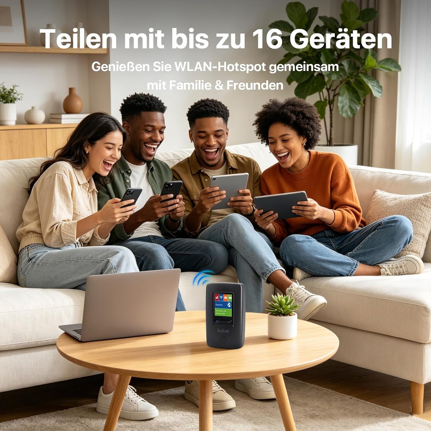 4G Mobile WLAN Router mit RJ45 LAN/WAN | 6000mAh Akku, Nano-SIM Slot, Bis zu 16 Geräte, 300 Mbit/s Download